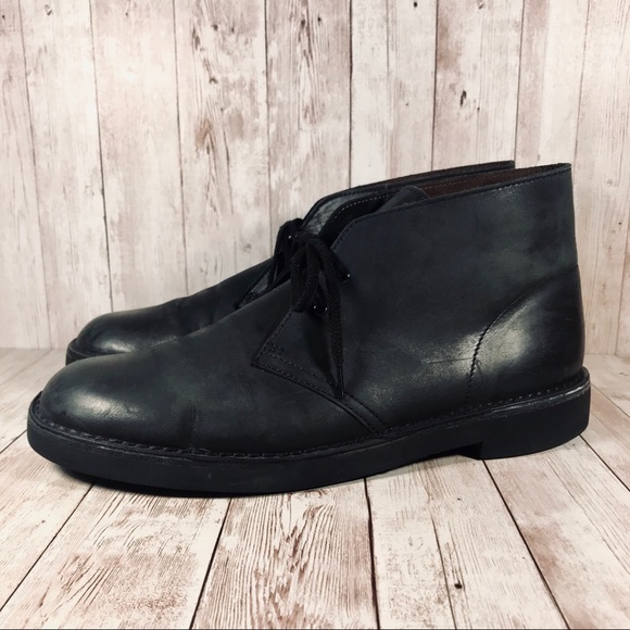 clarks desert boot black leather